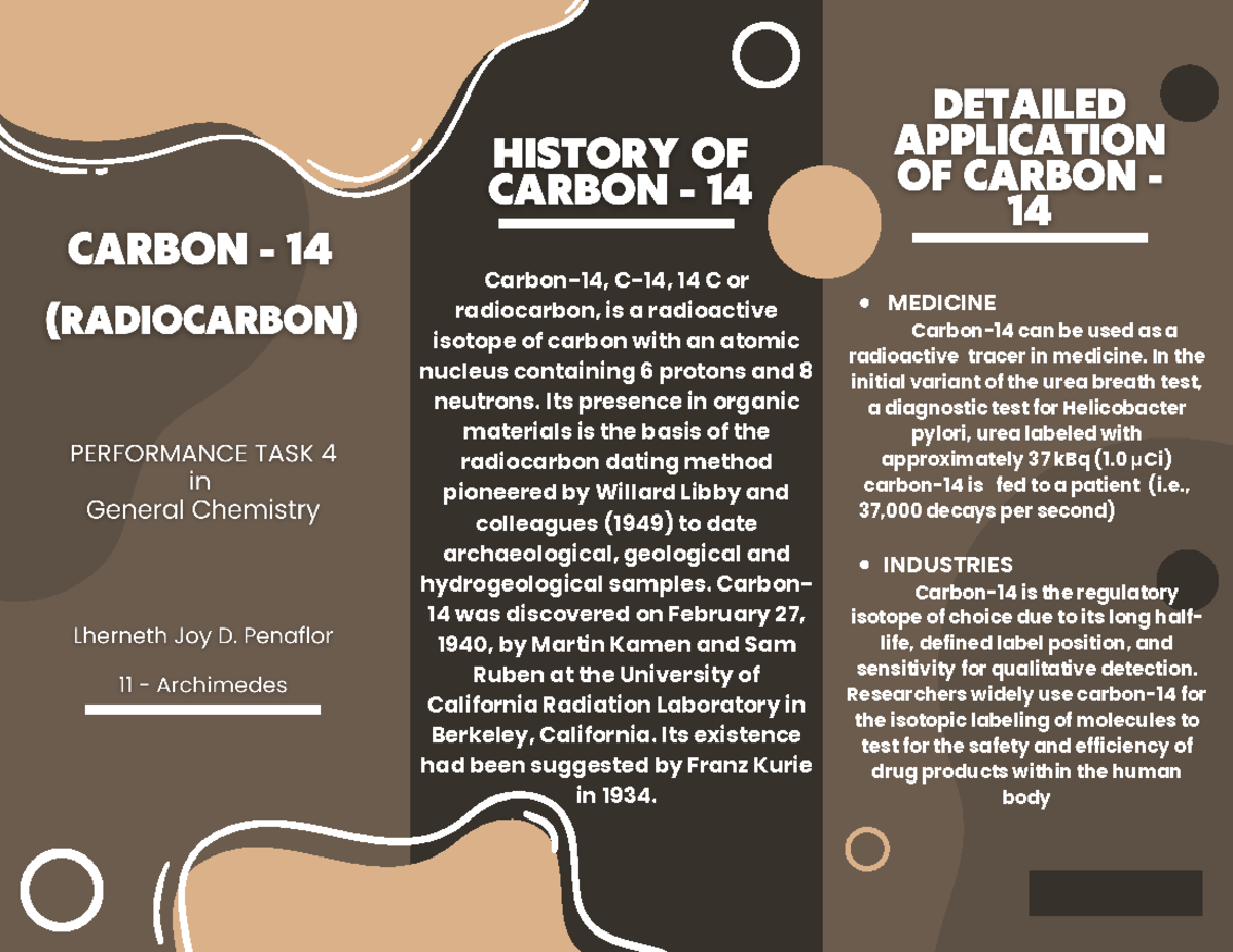 PTgenchem - klm;,' - Carbon-14, C-14, 14 C or radiocarbon, is a ...
