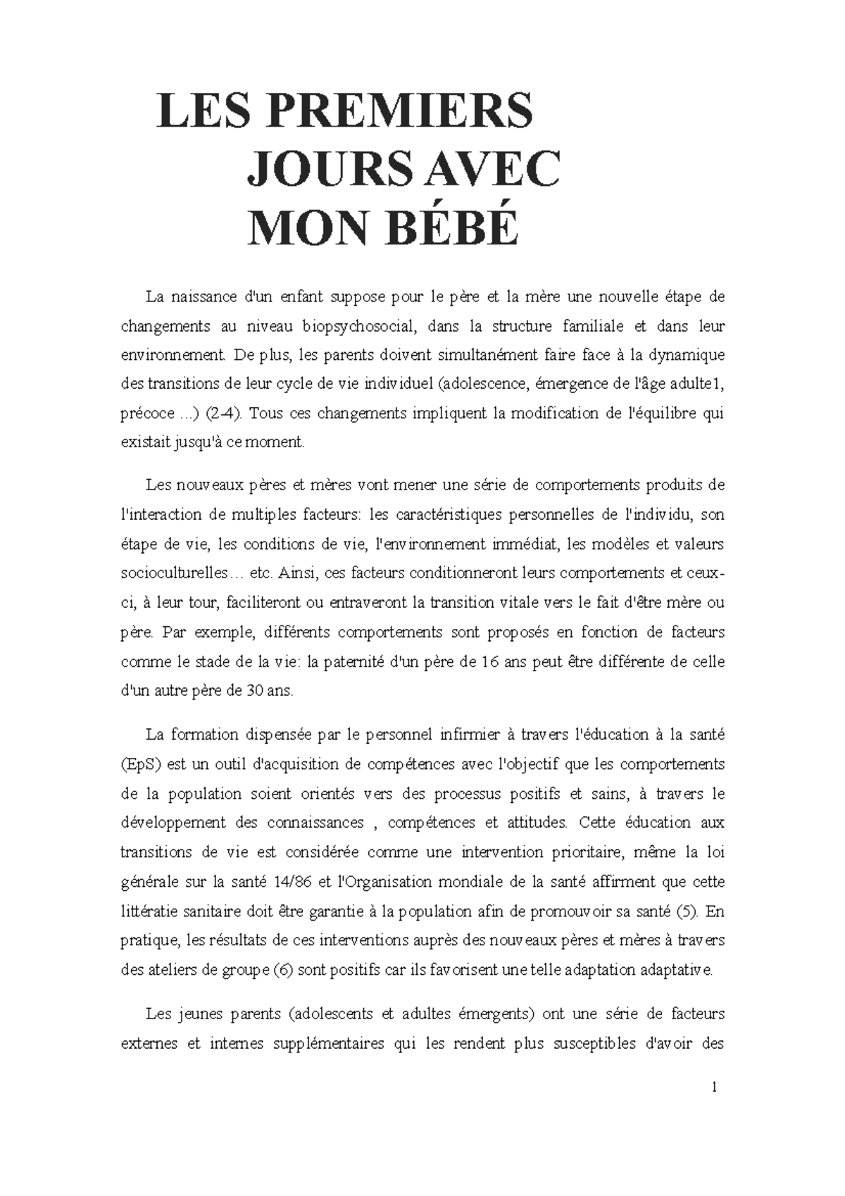 Les Premiers Jours Avec Mon Bebe Medicament Skema Studocu