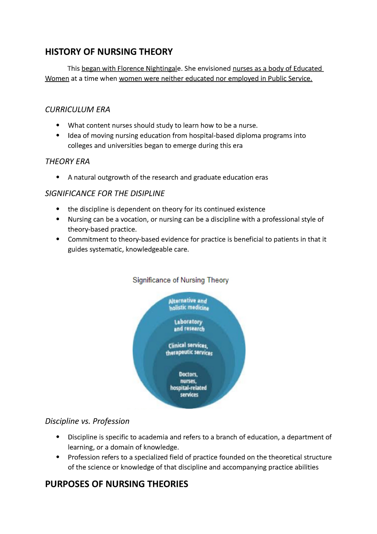 Reviewer In TFN (Preliminary Exam) - HISTORY OF NURSING THEORY This ...