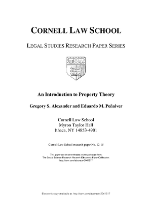 Property LAW Notes Revised - + CHAPTER ONE 1 GENESIS AND EVOLUTION OF ...