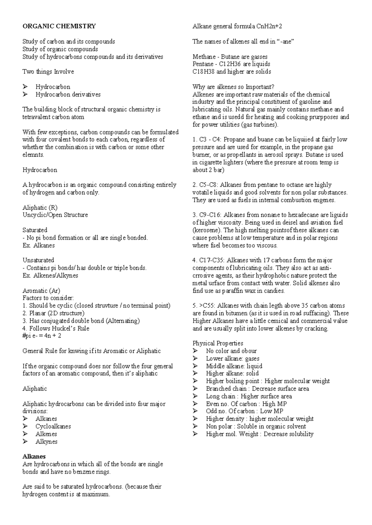 CHEM Trans - chemistry notes - ORGANIC CHEMISTRY Study of carbon and ...