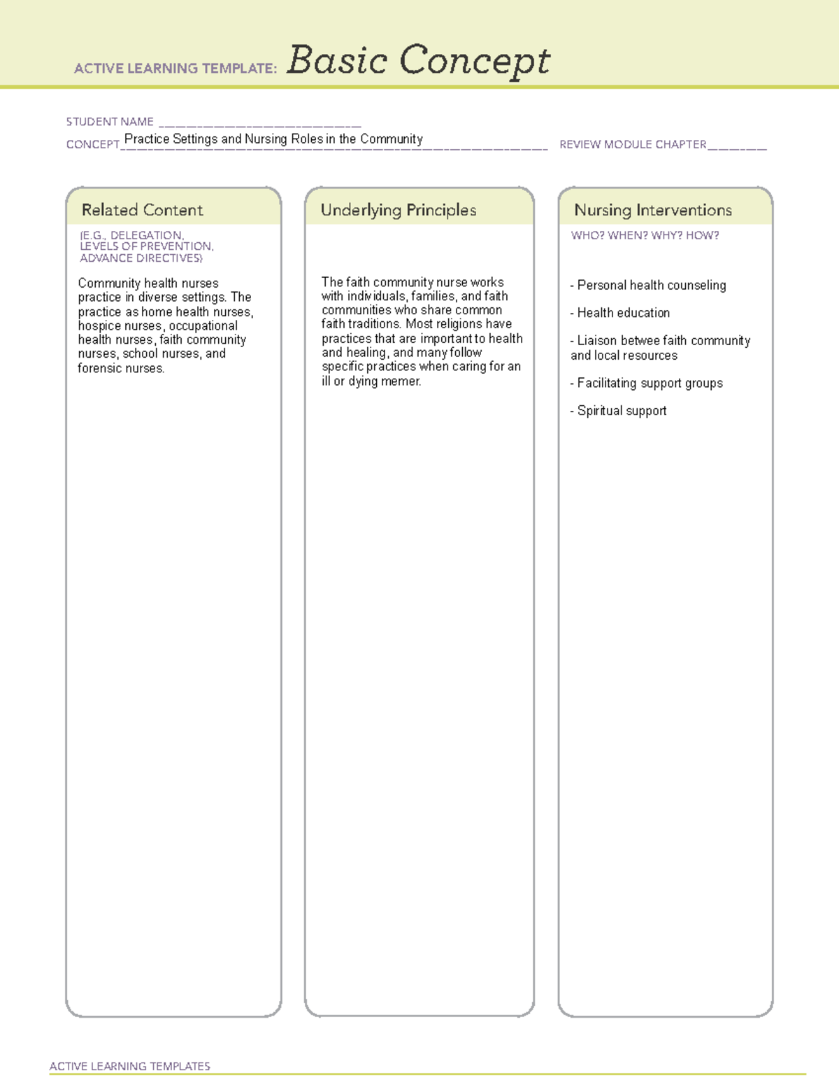 Focus Review B - 2 - NUR 426 - ACTIVE LEARNING TEMPLATES Basic Concept ...