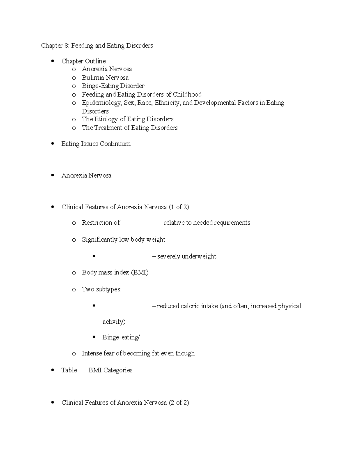 Chapter 8 Handout - Lecture notes 5 - Chapter 8: Feeding and Eating ...
