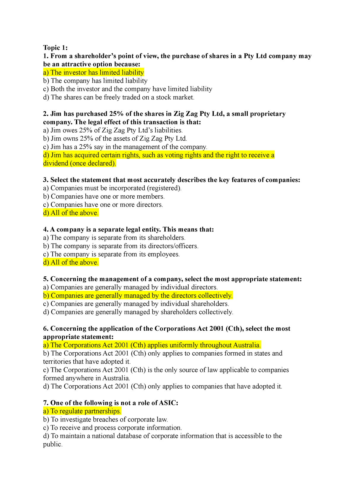 Topic 1 Lecture notes variance **Topic 1 From a shareholder’s