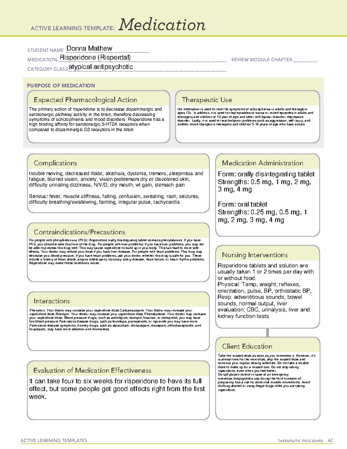 Medication 1 - nursing stuff - ACTIVE LEARNING TEMPLATES THERAPEUTIC ...