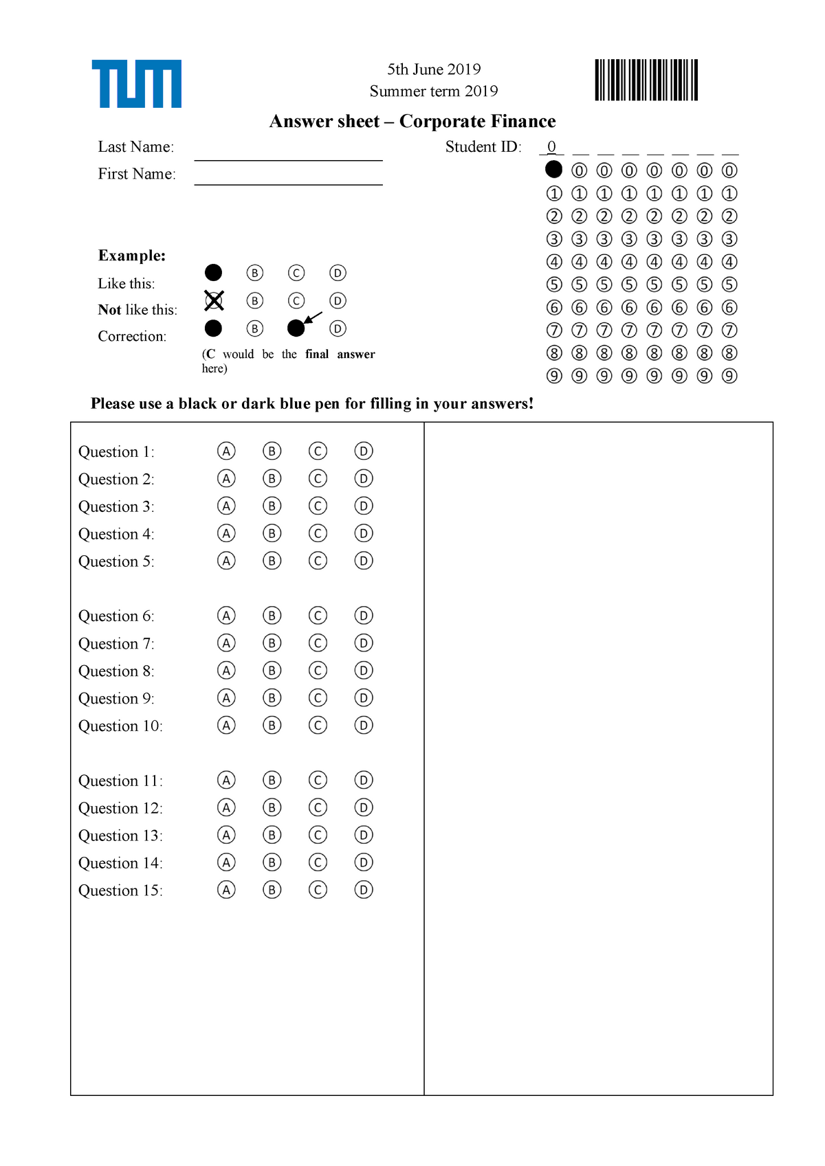 Klausur, Fragen und Antworten - 5th June 2019 Summer term 2019 Answer ...