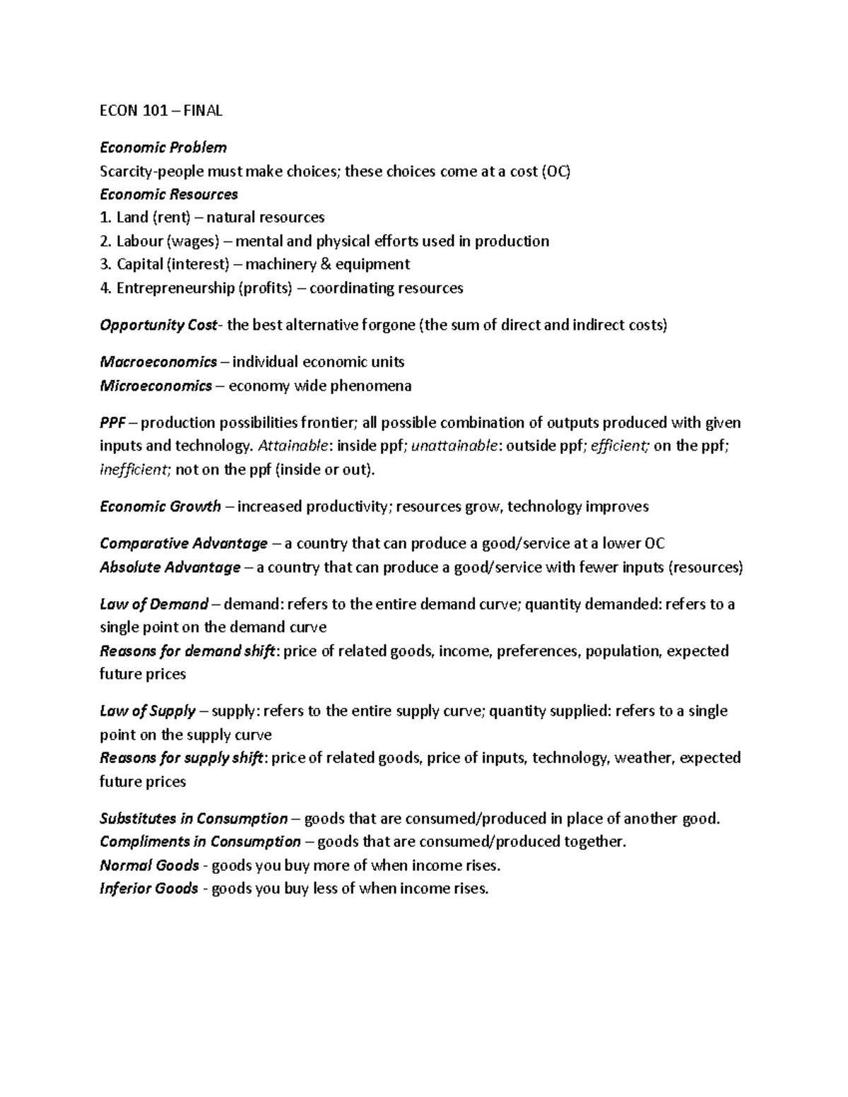 Econ midterms 3 notes - ECON 102 - UBC - Studocu