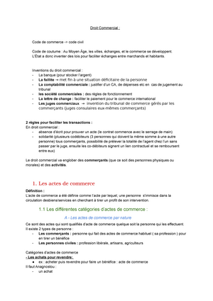 Droit Commercial - Complet - Paragraphe 1 : Le Domaine Du Droit ...