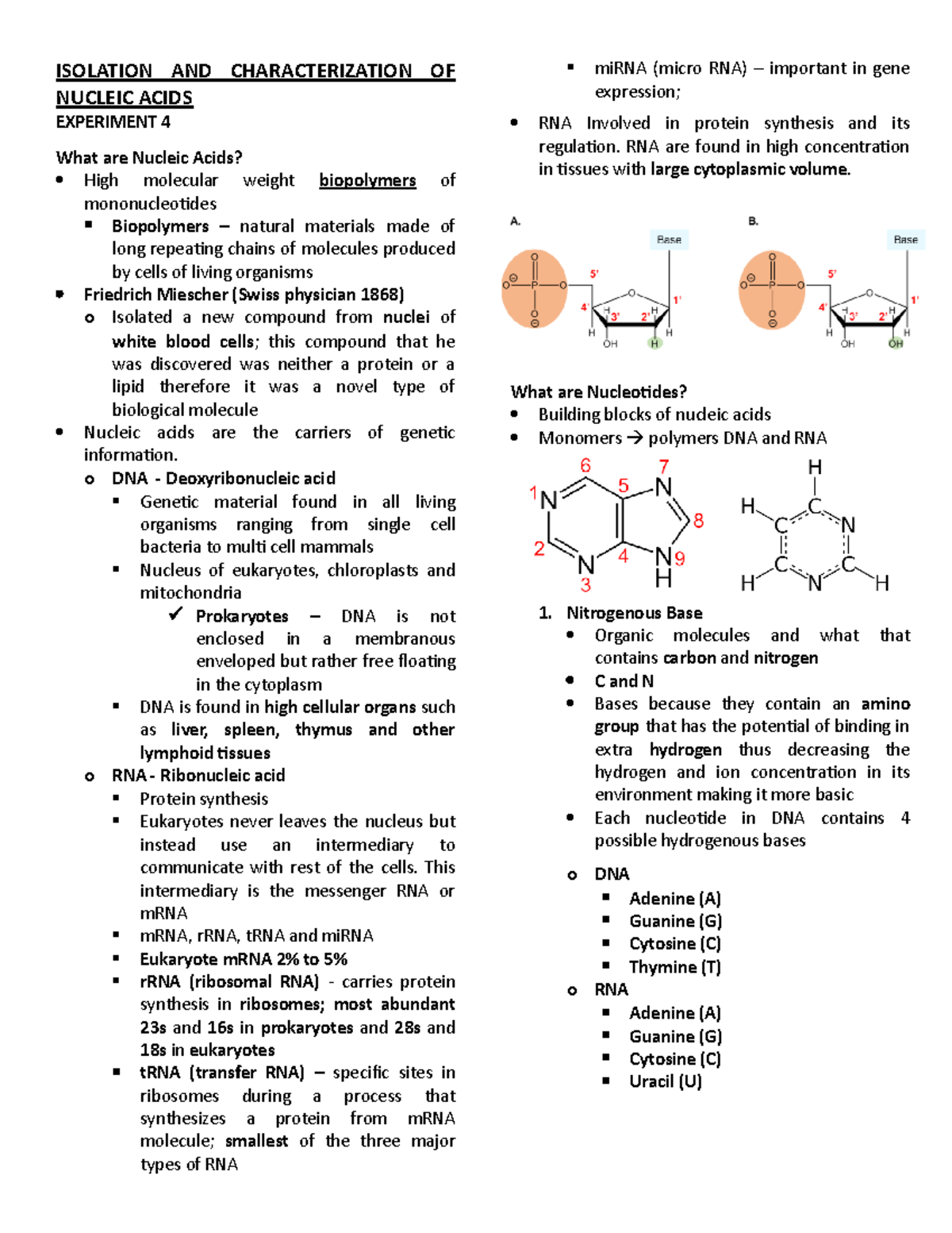 Biochem (LAB) - This contains notes and summaries from my professor's ...