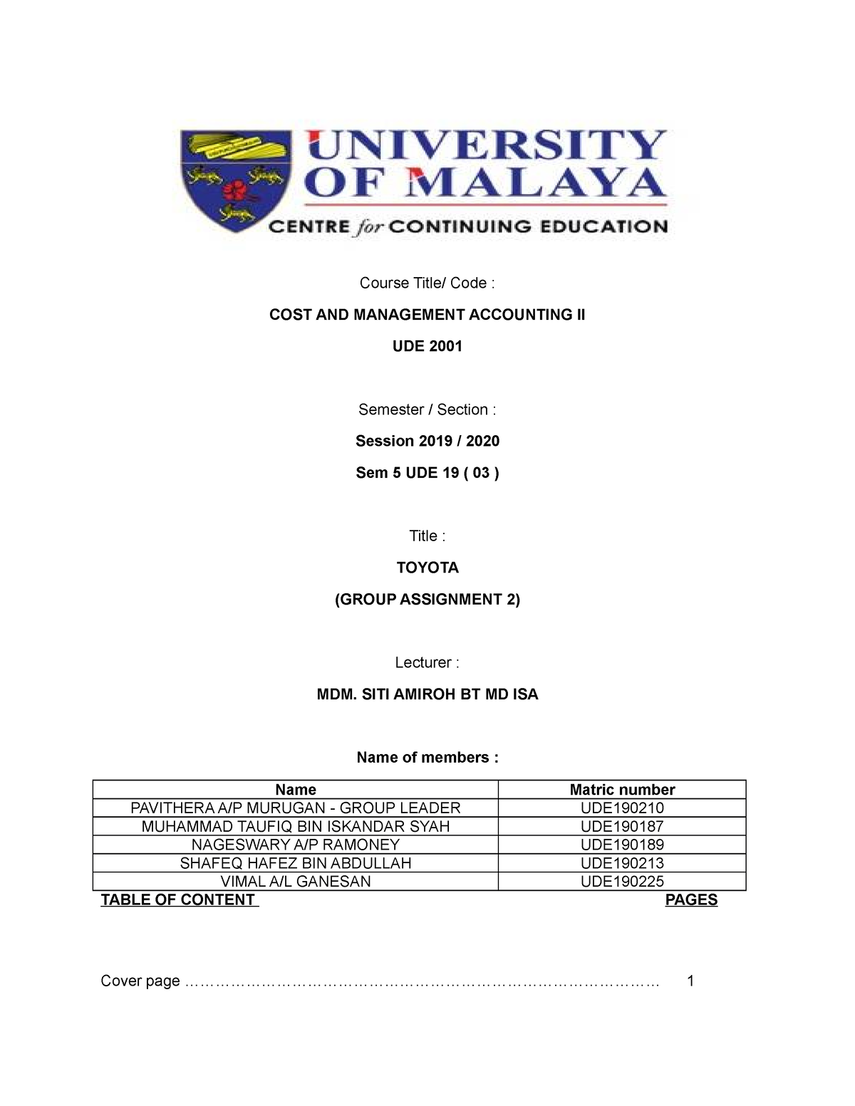 cost and management accounting 2 assignment