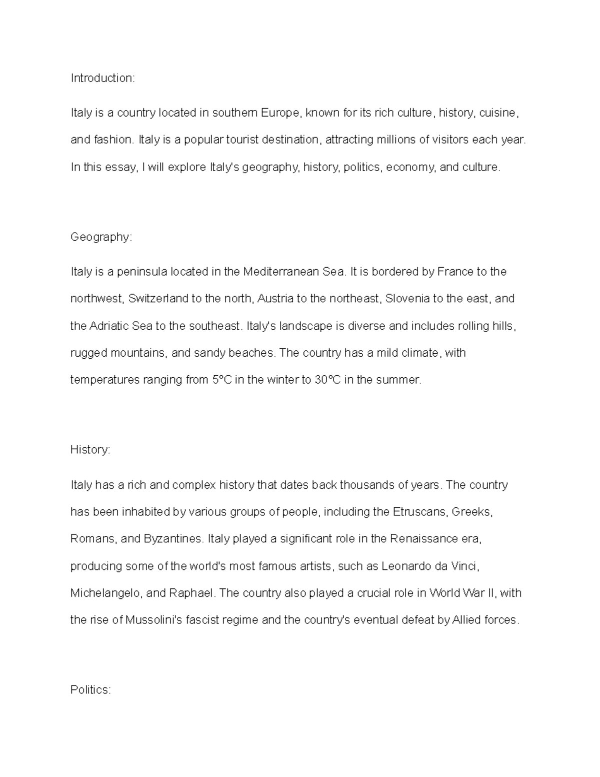 Italy - geo - Introduction: Italy is a country located in southern ...