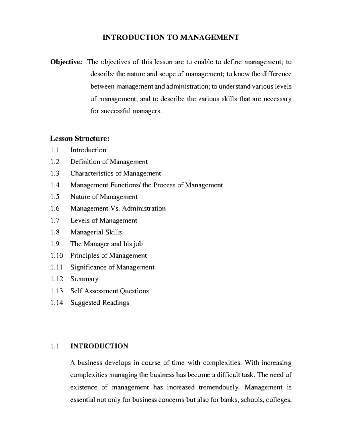 management-lesson-introduction-to-management-objective-the