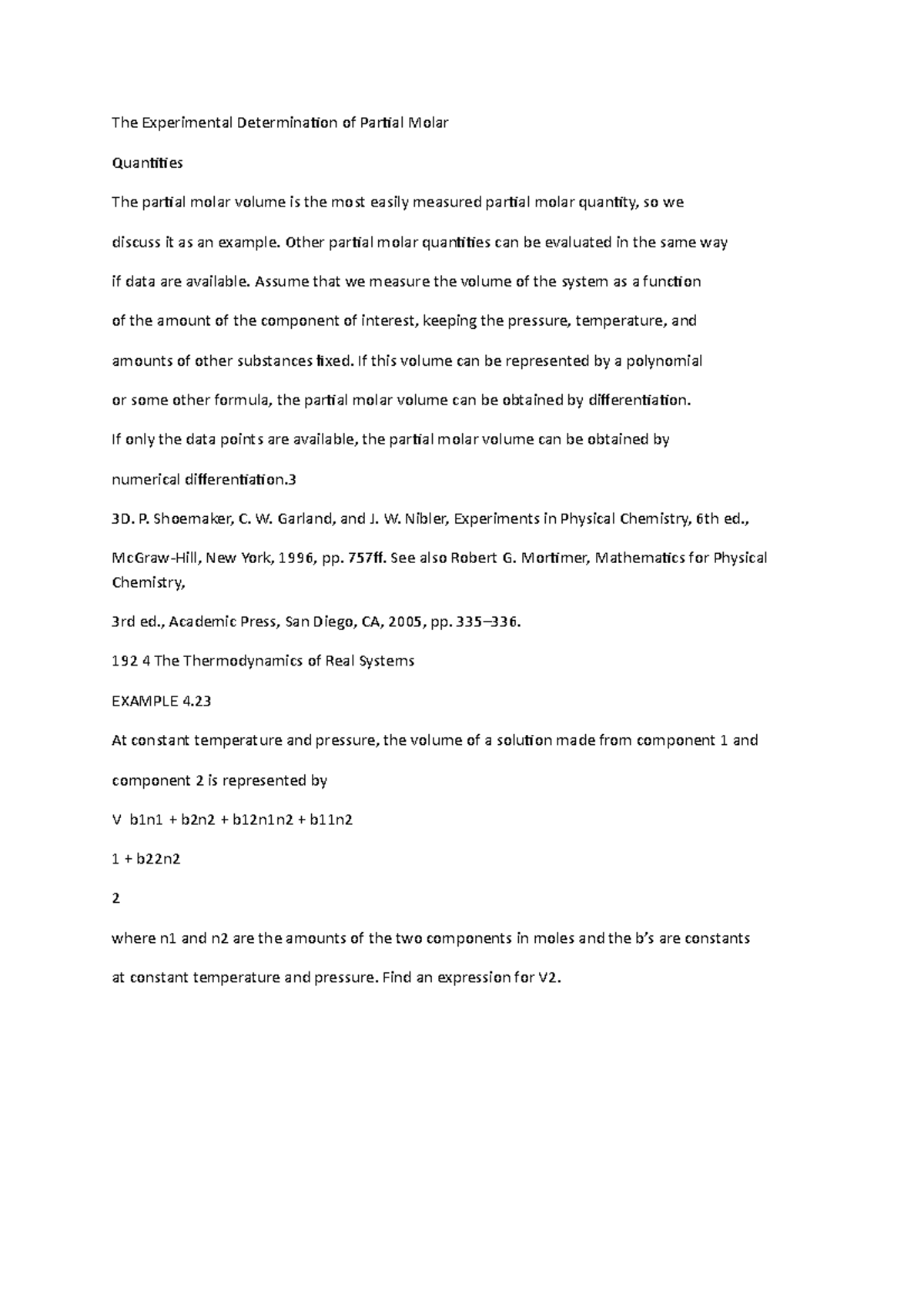 The Experimental Determination of Partial Molar - The Experimental ...