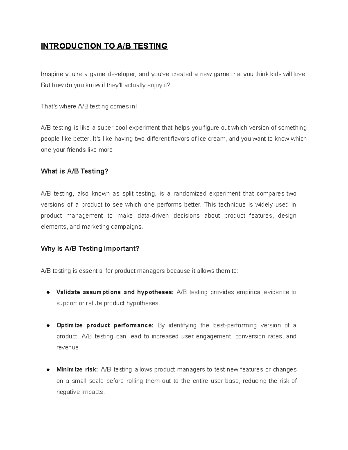 AB testing explained - INTRODUCTION TO A/B TESTING Imagine you're a ...
