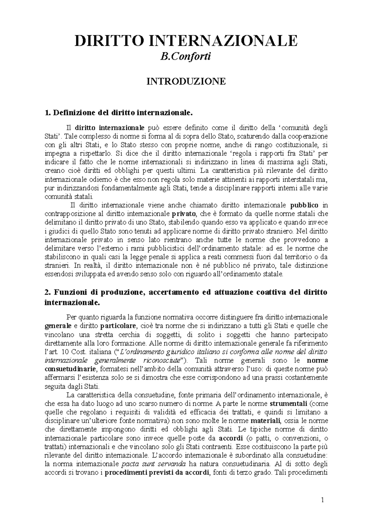 Conforti-riassunto - Riassunto Diritto Internazionale - DIRITTO ...