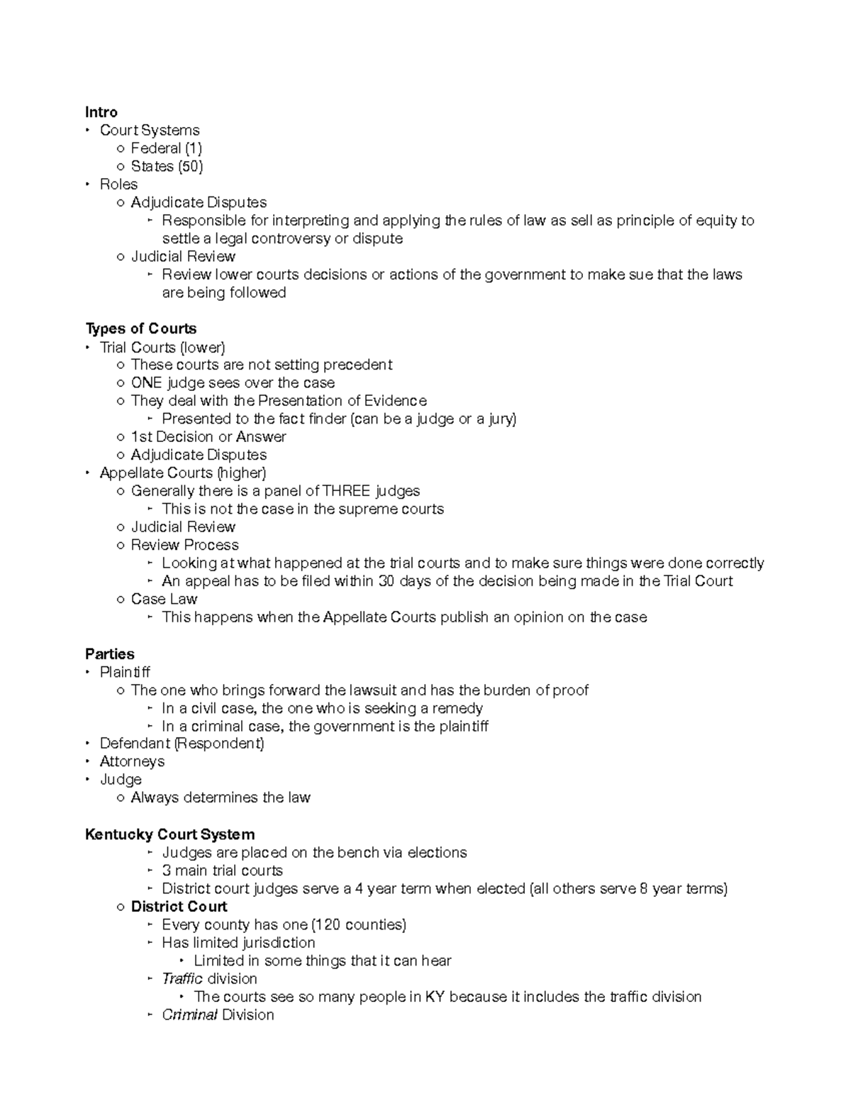 Chapter 3 - Court System - Intro Court Systems Federal (1) States (50 ...