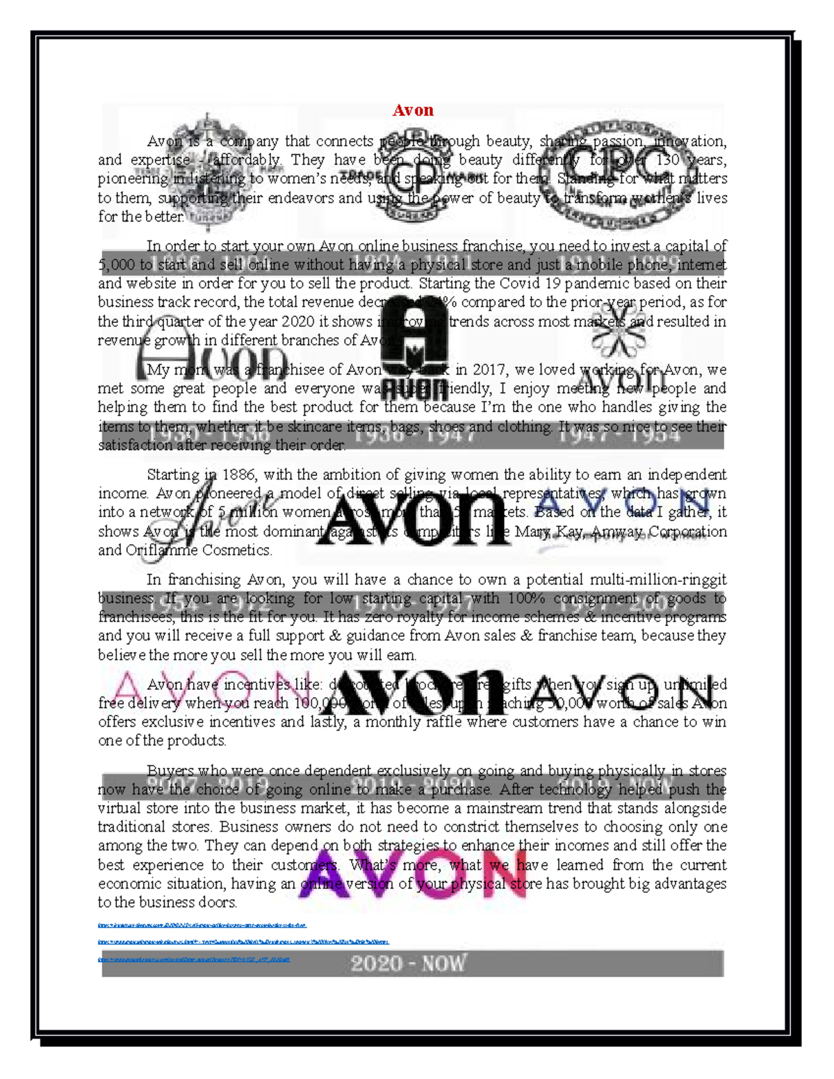CASE Analysis - In here you will see the situation of AVON - Avon Avon ...