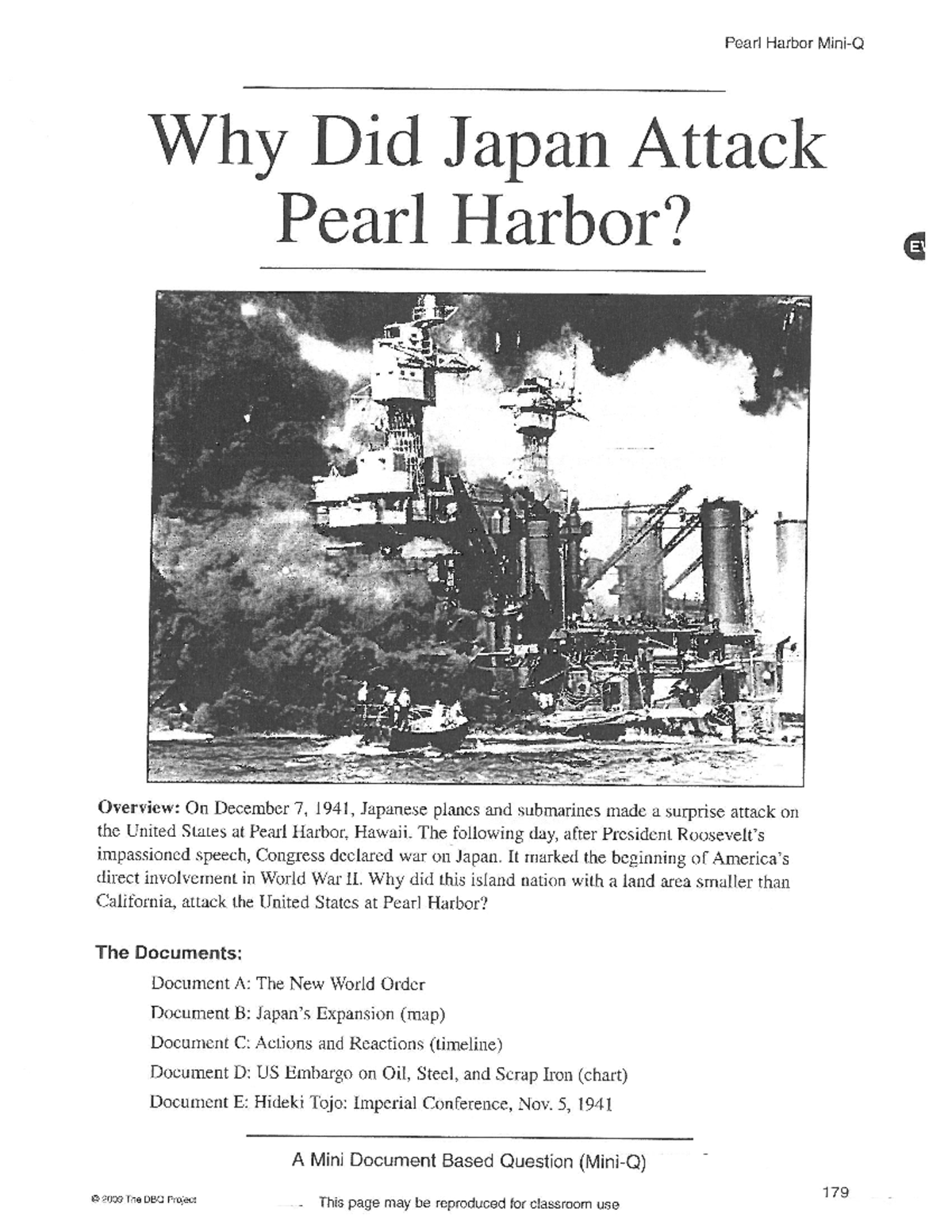 pearl harbor mini q background essay questions answer key