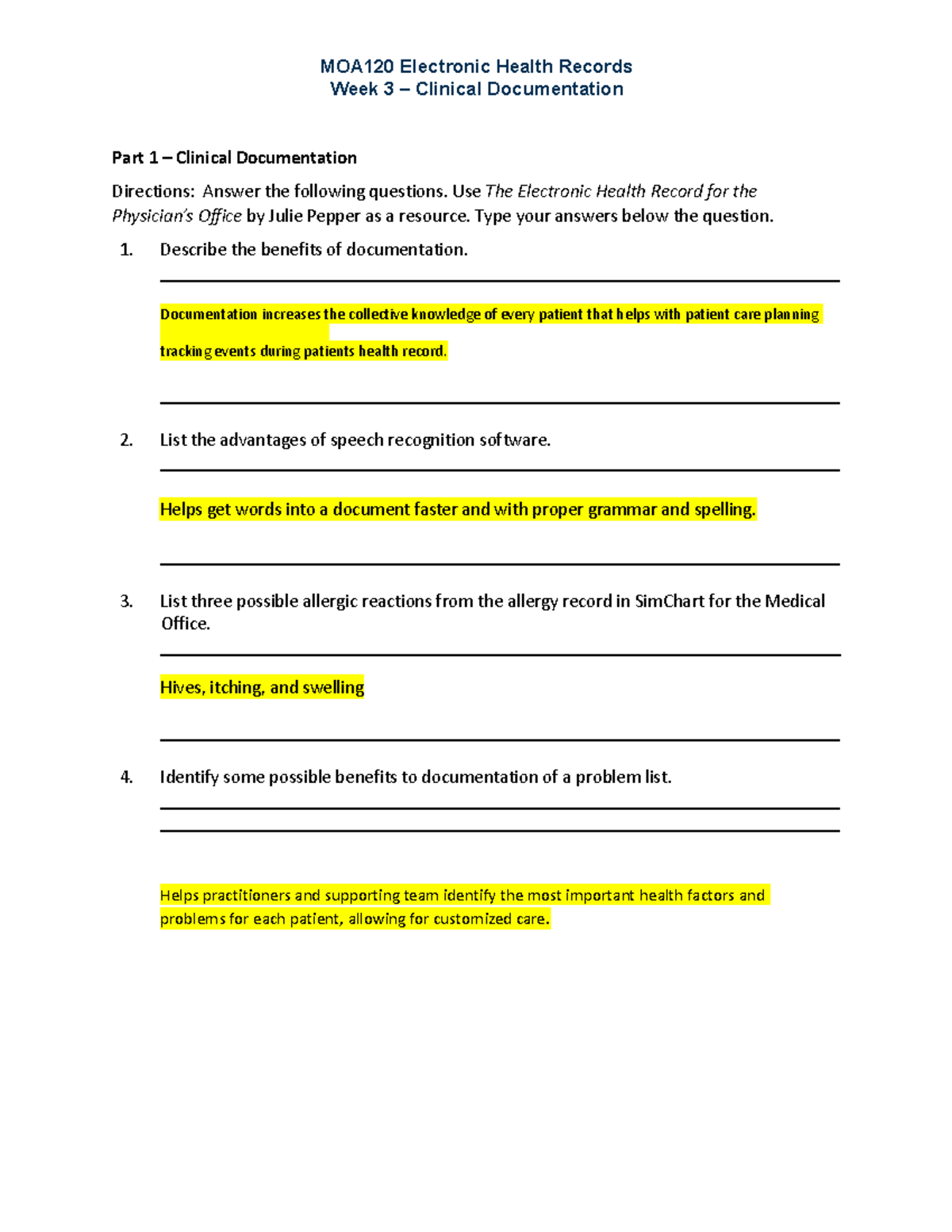Wk3Assignment - Kjfhalfafmlaf - MOA120 Electronic Health Records Week 3 ...