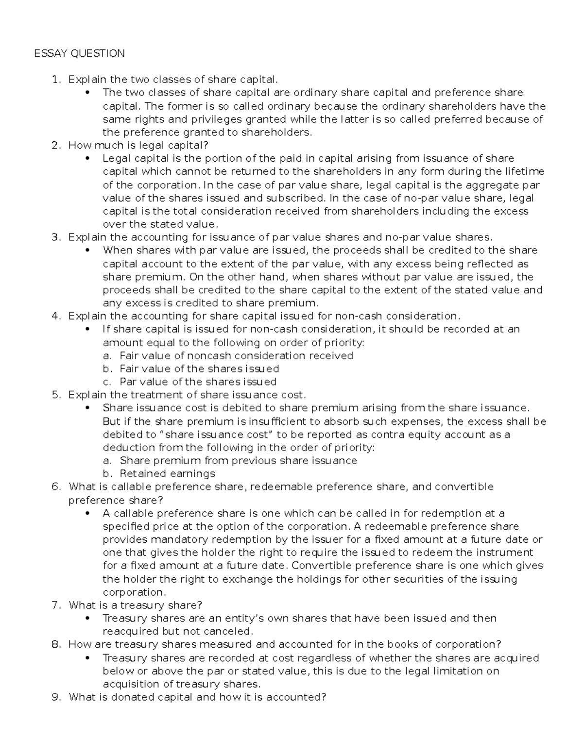 Intacc 3 - Unit 3 Activity - ESSAY QUESTION Explain the two classes of ...