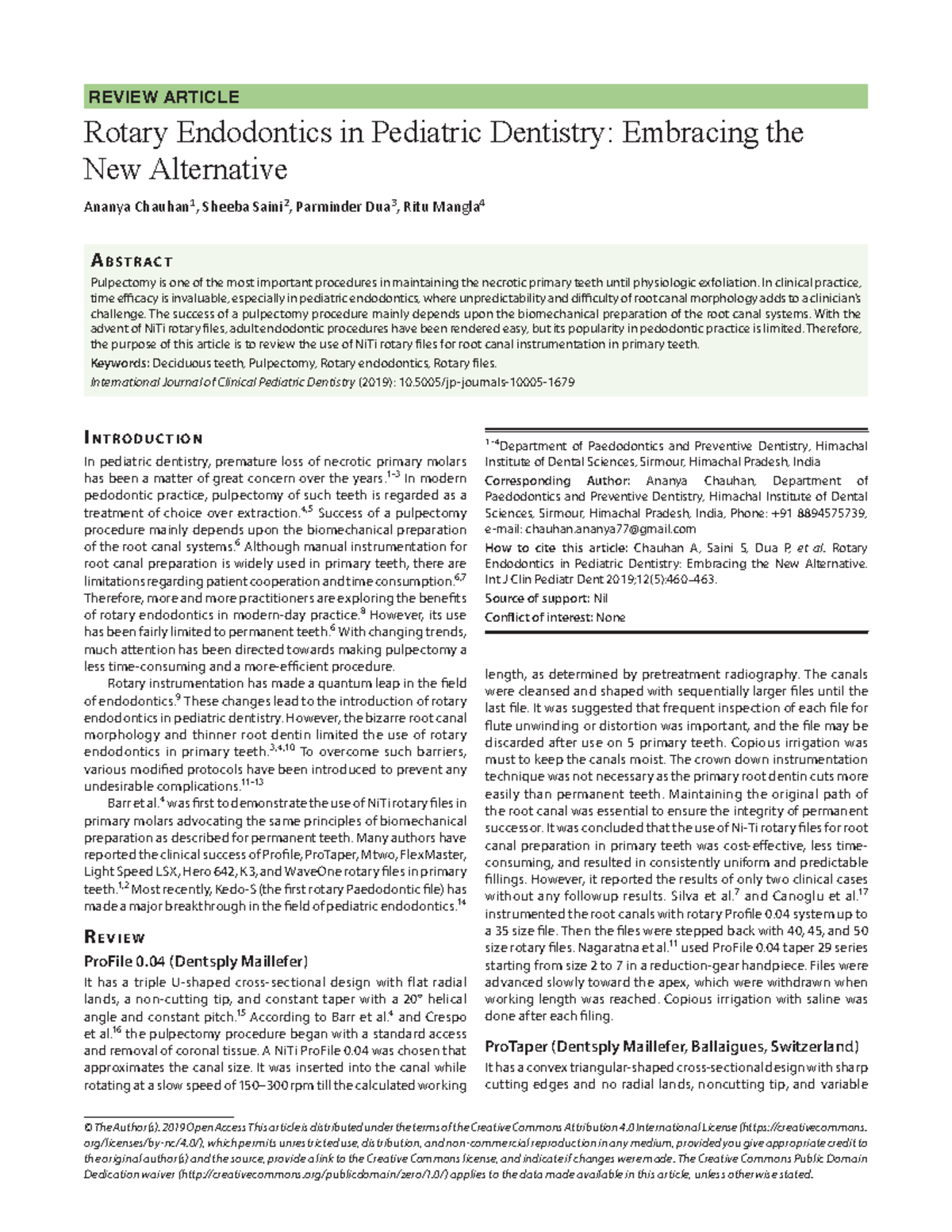 Rotary Endodontics in Pediatric Dentistry Embracing the New