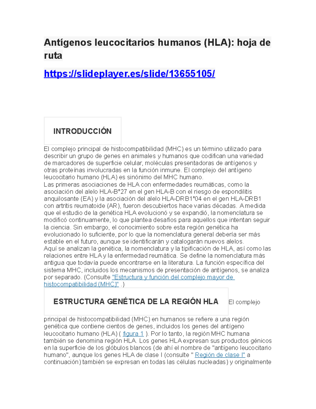 Antígenos leucocitarios humanos El complejo del antígeno leucocitario