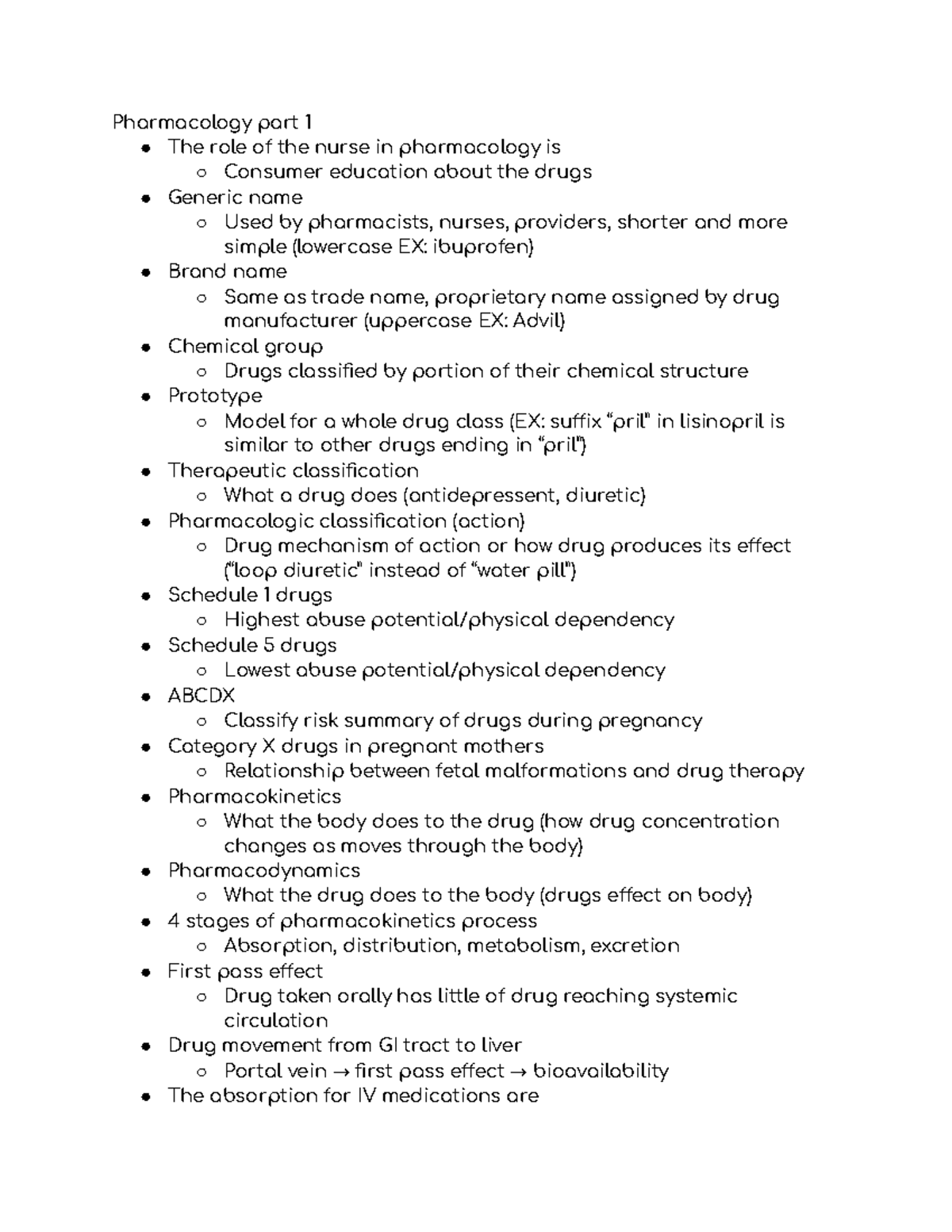 Pharmacology EXAM 1 - Exam Study Guide - Pharmacology Part 1 The Role ...