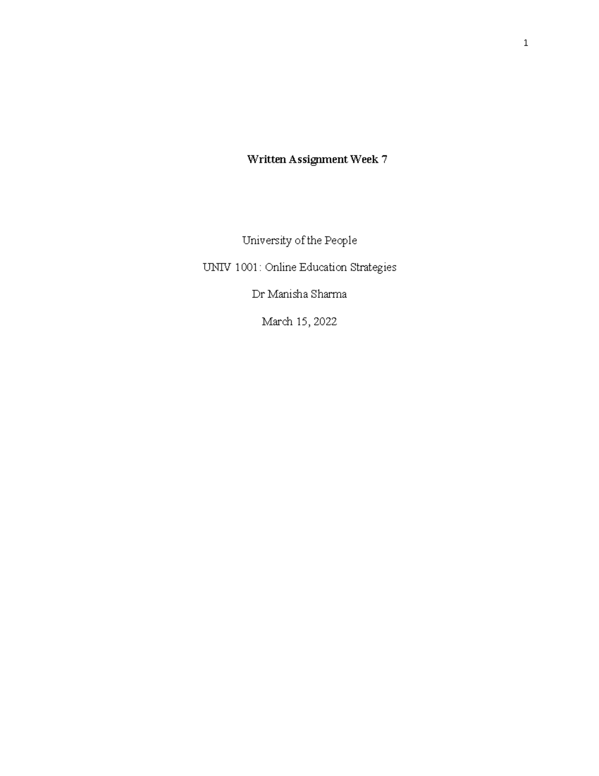 Week 7 written assignement for the online strategies courses - Written ...
