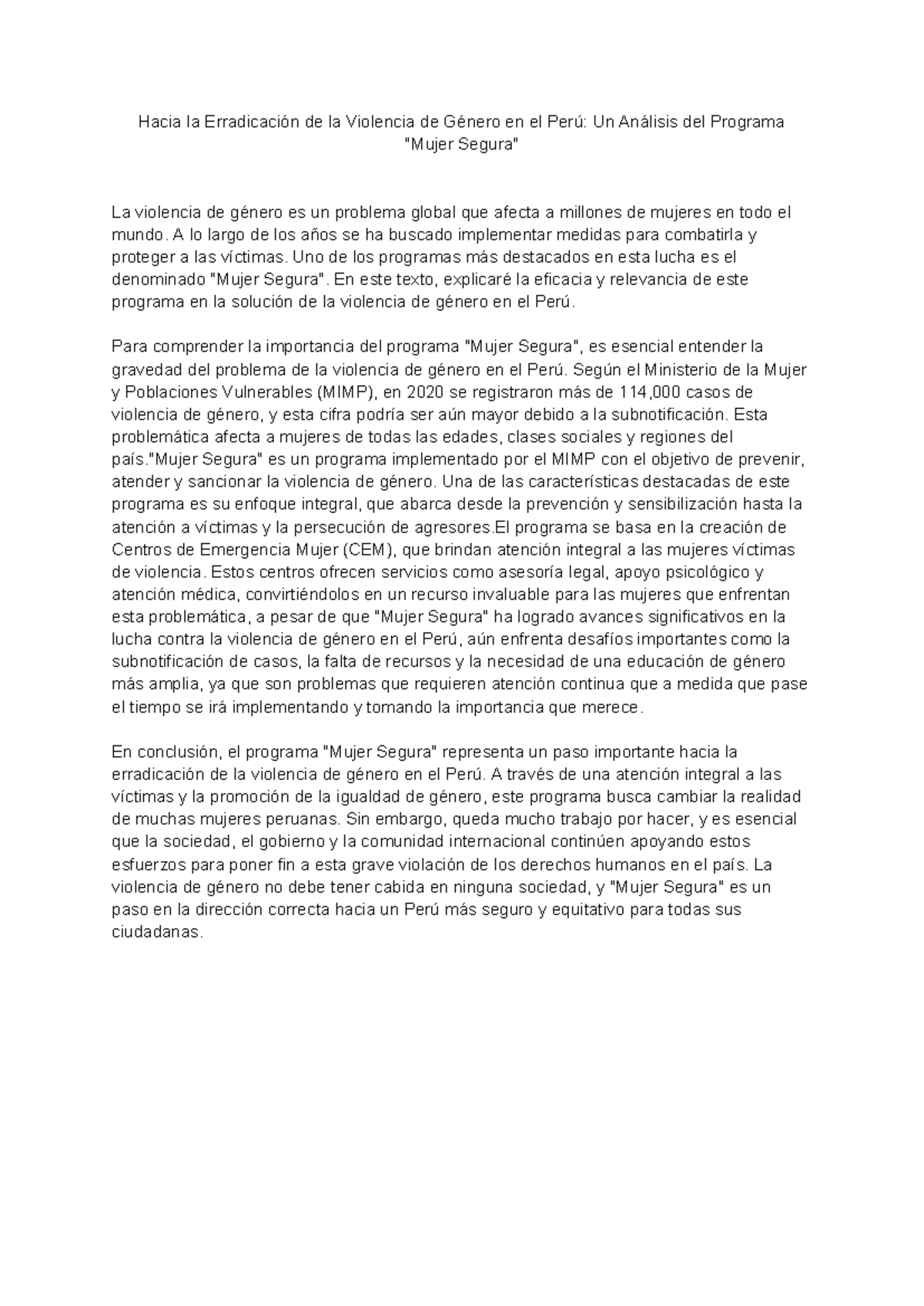 Hacia la Erradicación de la Violencia de Género en el Perú: Un Análisis ...