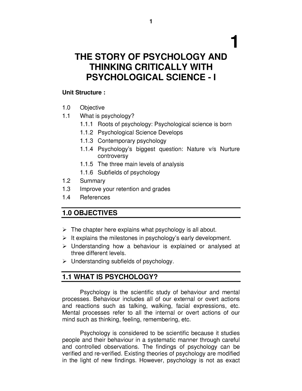 Psychology-in-English 1 - 1 THE STORY OF PSYCHOLOGY AND THINKING ...