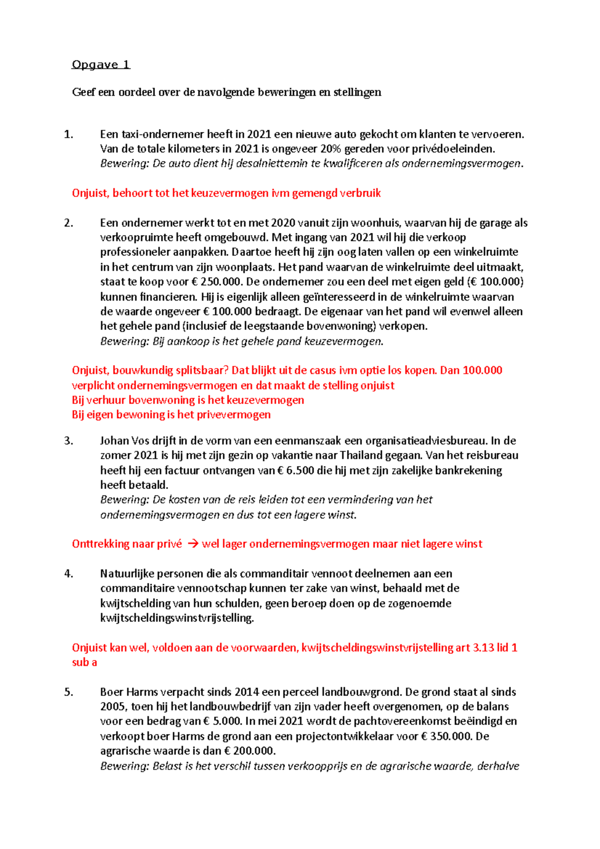 Practicum 2 Inkomstenbelasting B 2021/2022 - Opgave 1 Geef Een Oordeel ...