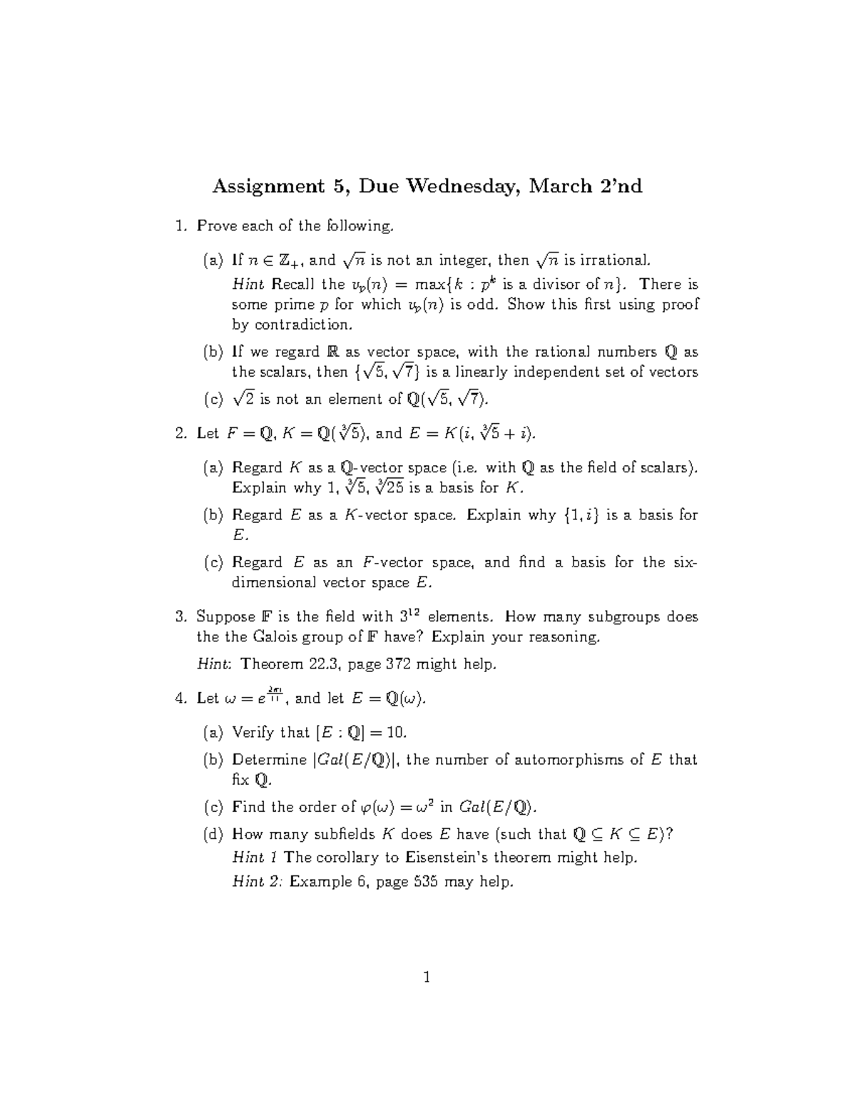 332-HW5 - Homework 5 - Assignment 5, Due Wednesday, March 2’nd Prove ...