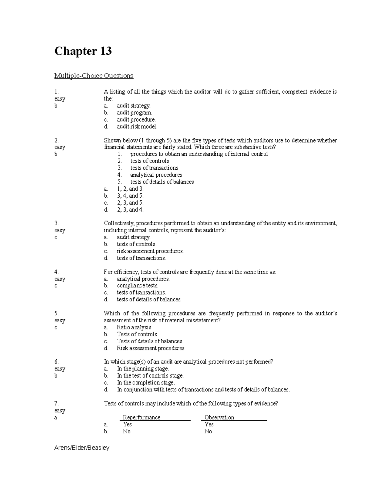 Chapter-13 - Practice materials of auditing theory - Chapter 13 ...