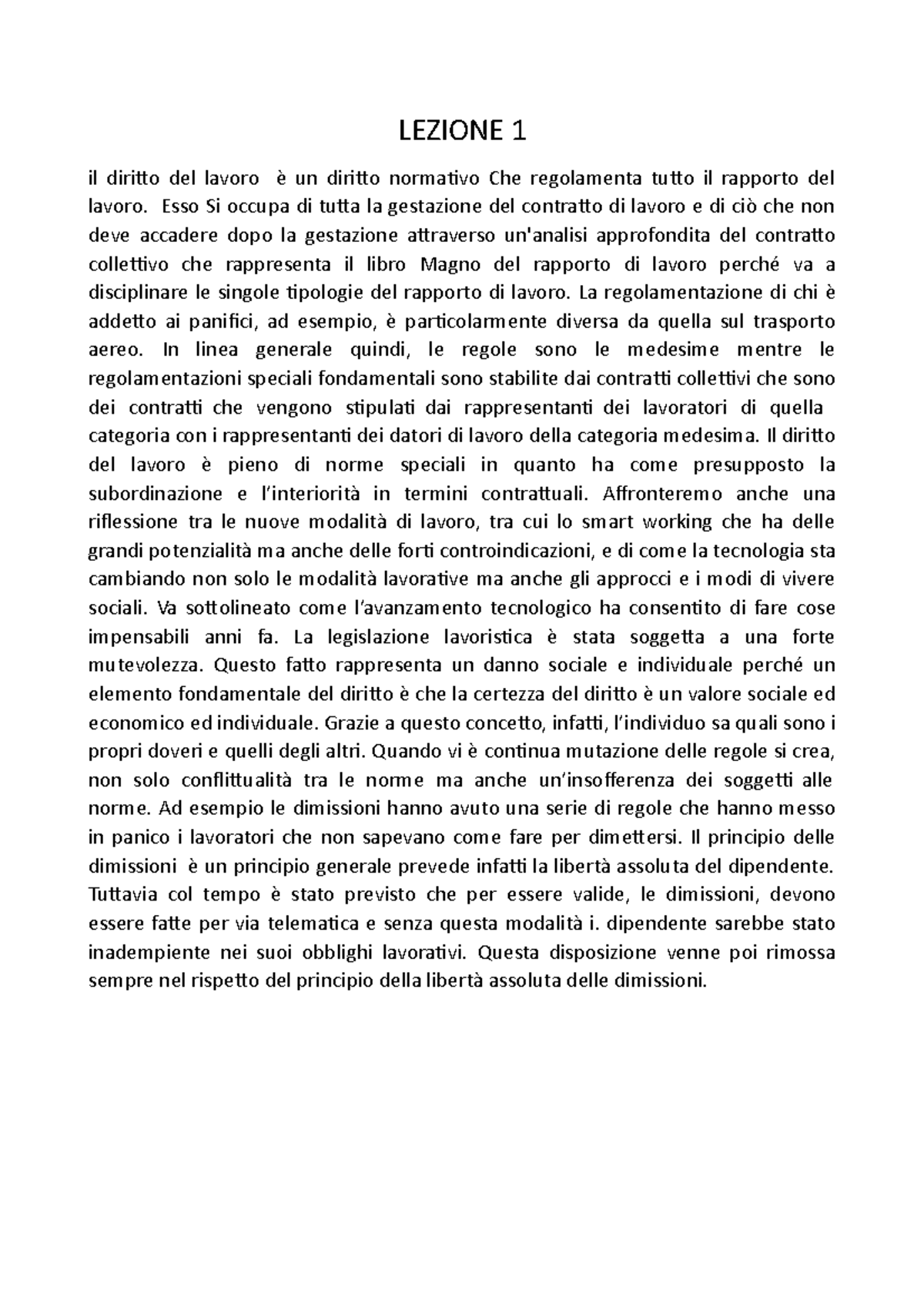 Lezione 1 diritto del lavoro prof aragiusto LEZIONE 1 il diritto del lavoro è un diritto