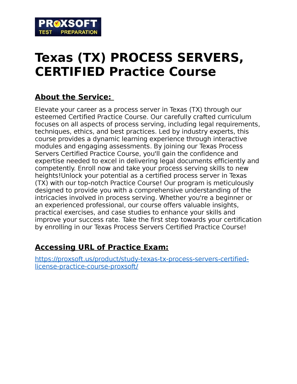 Texas (TX) PROCESS SERVERS, CERTIFIED Practice Course - Texas (TX ...