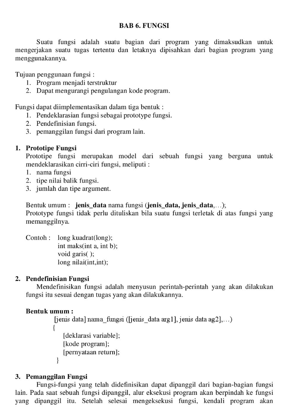 BAB 6 Fungsi - Dasar Komputer Dan Pemrograman - Powered By TCPDF (tcpdf ...