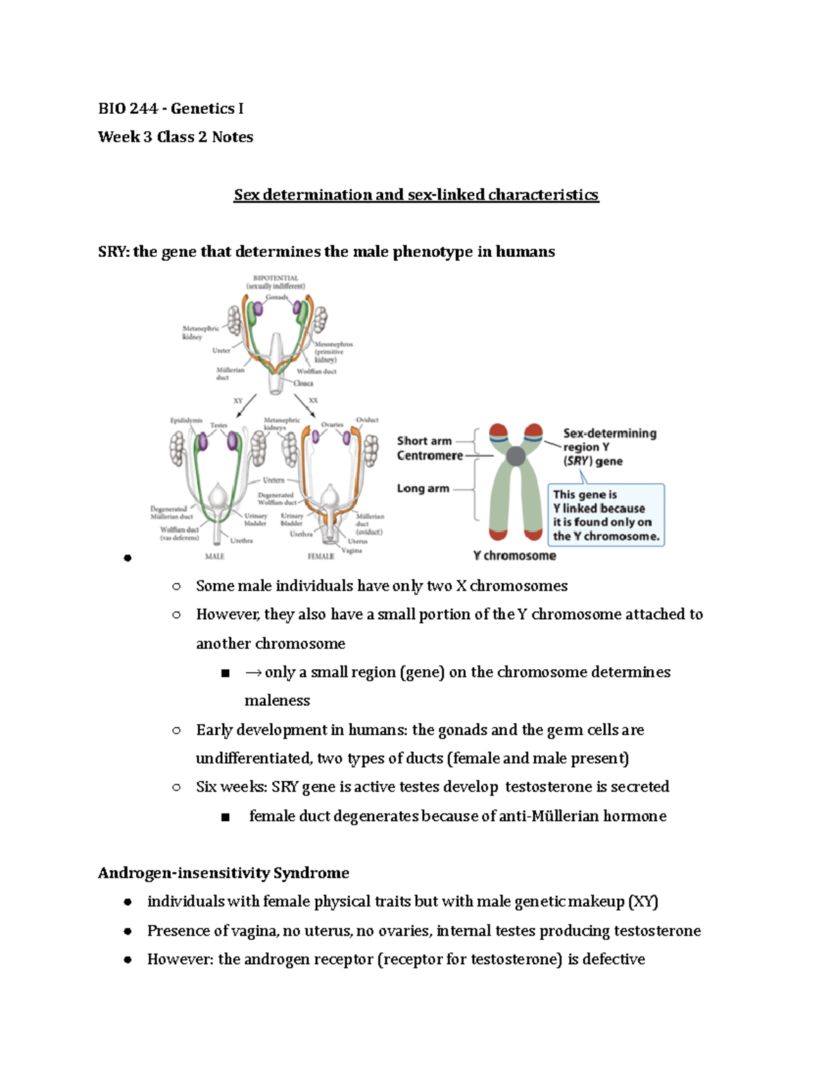 BIO 244 Week 3 Class 2 Notes Summer 2021 - BIO 244 - Genetics I Week 3 ...