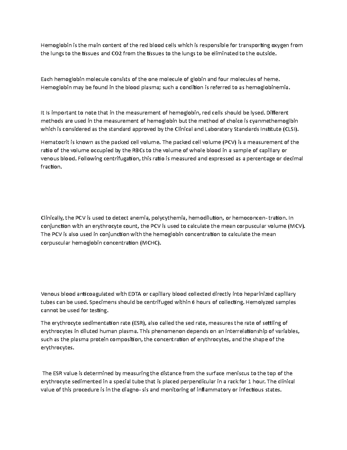 Document (29) - methods are used in the measurement of hemoglobin but ...