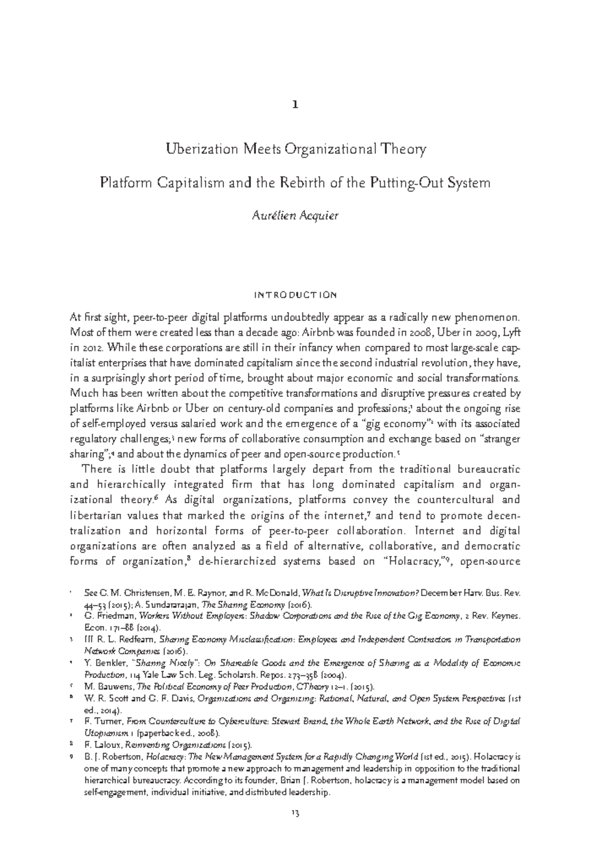 Uberization Platform Capitalism - / 1 Uberization Meets Organizational ...