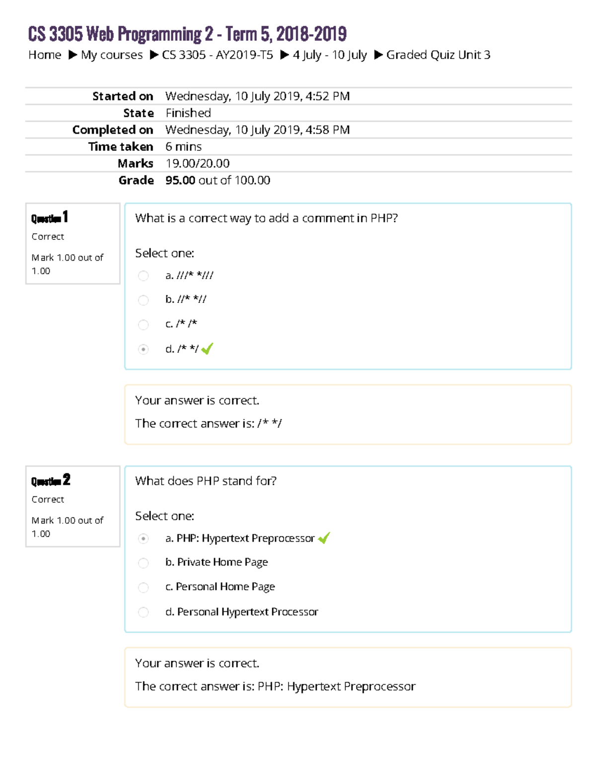 Graded Quiz Unit 3.pdf - Home My courses CS 3305 - AY2019-T5 4 July ...