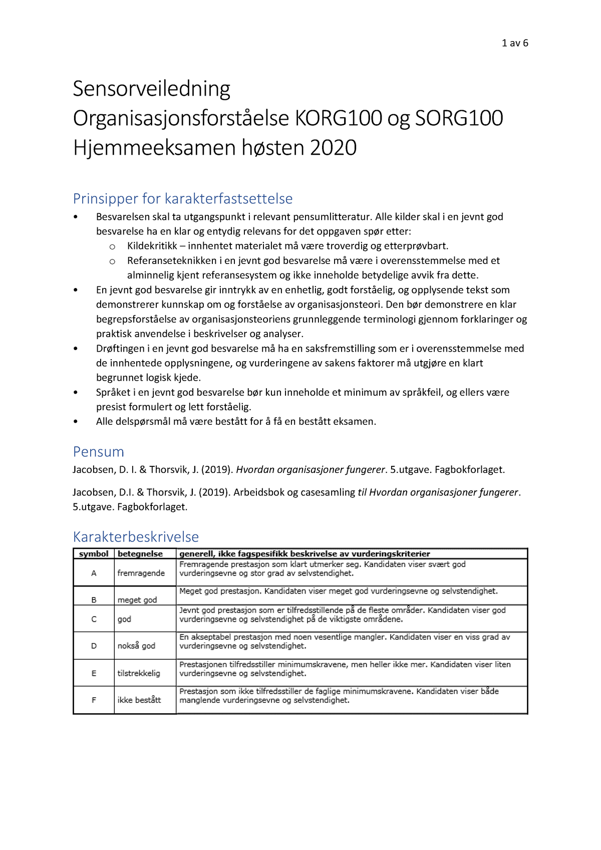 Sensorveiledning ORG100 2020 2 - Sensorveiledning ...