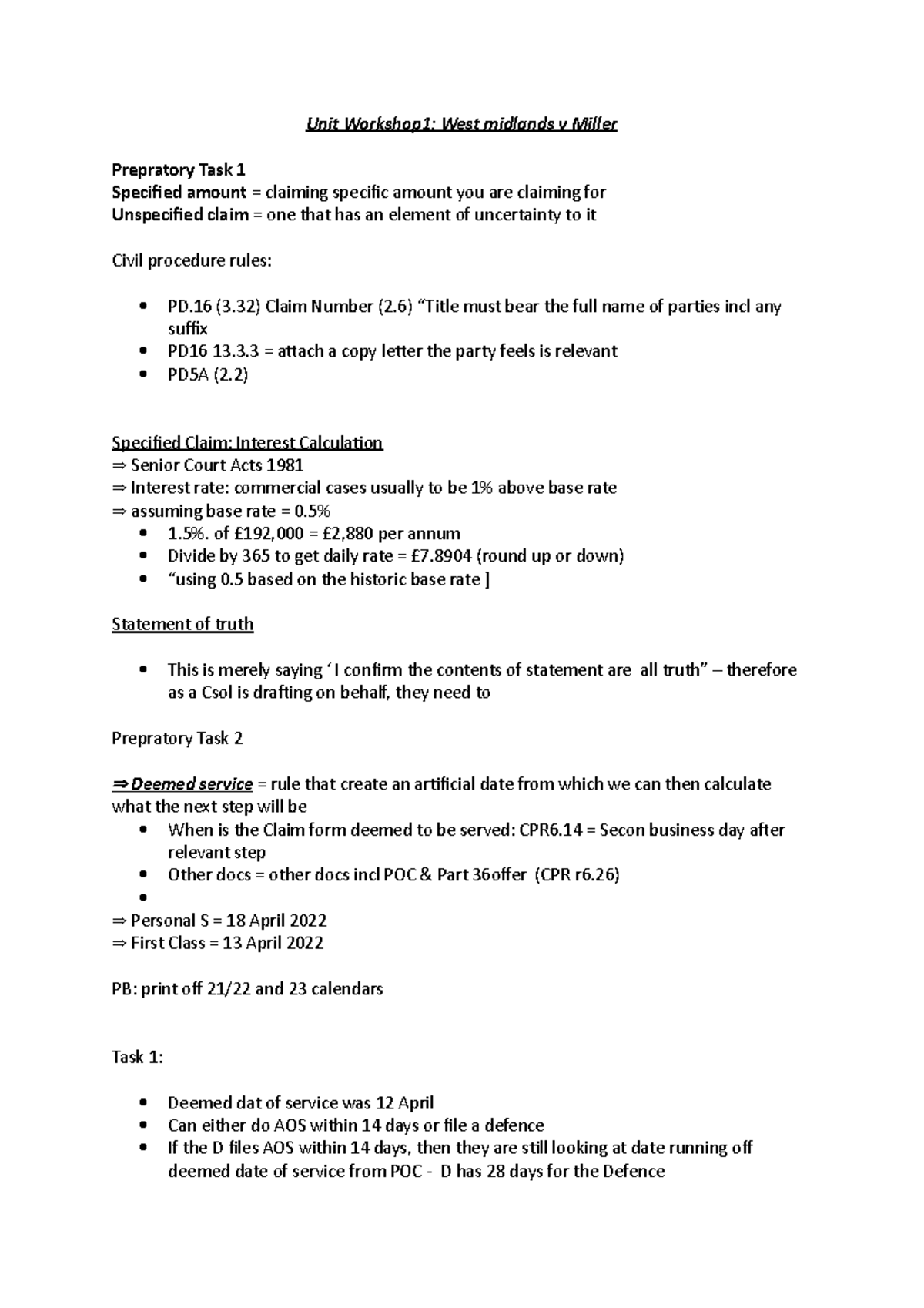 Unit 3 statements of the case Unit West