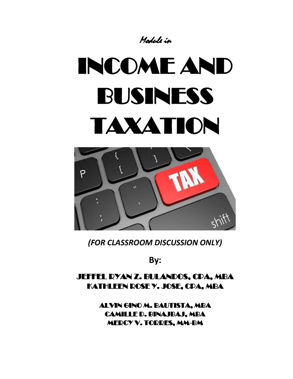 Module In Income And Business Taxation 1 - Module In INCOME AND ...