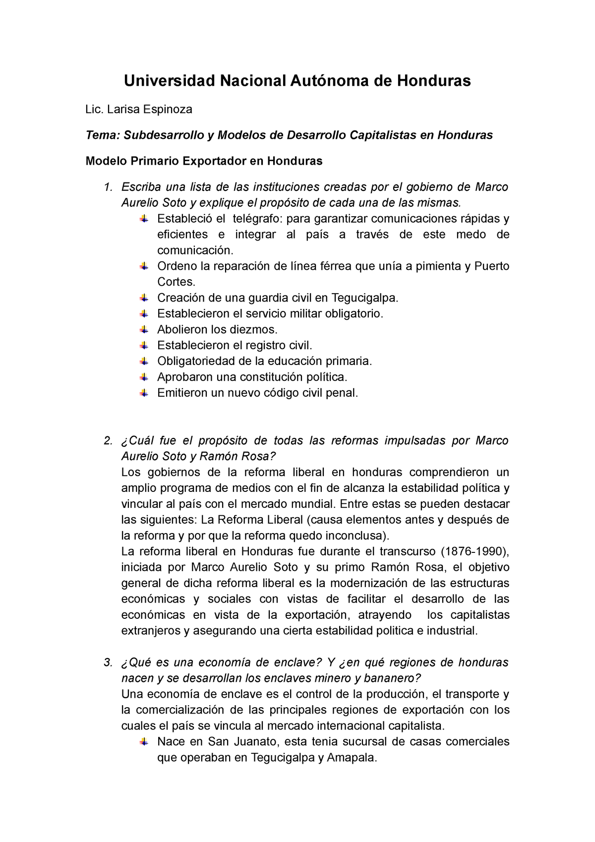 Sub desarrollo y Modelos de Desarrollo - Universidad Nacional Autónoma de  Honduras Lic. Larisa - Studocu