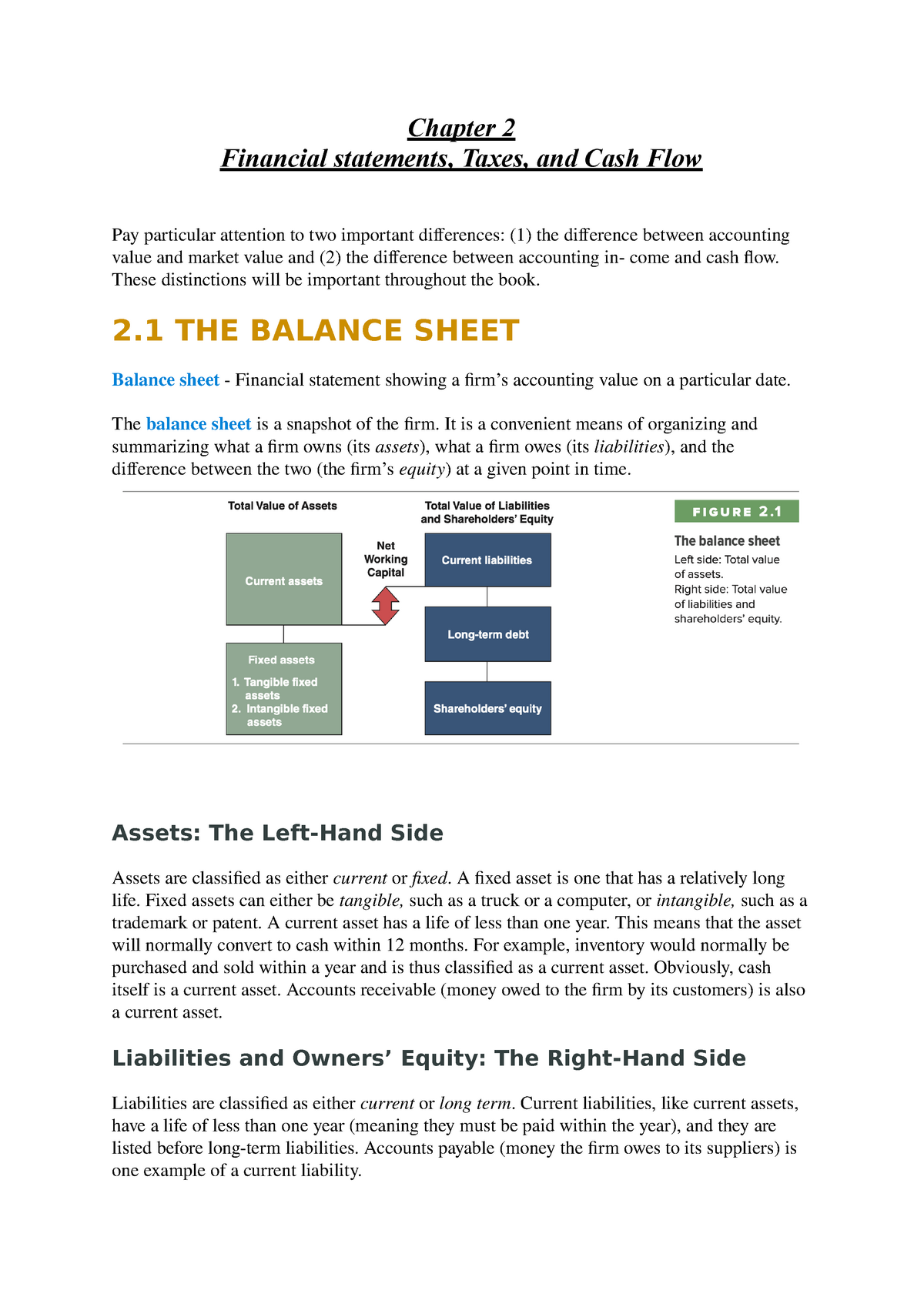 Chapter 2 - 1234 - Chapter 2 Financial Statements, Taxes, And Cash Flow ...