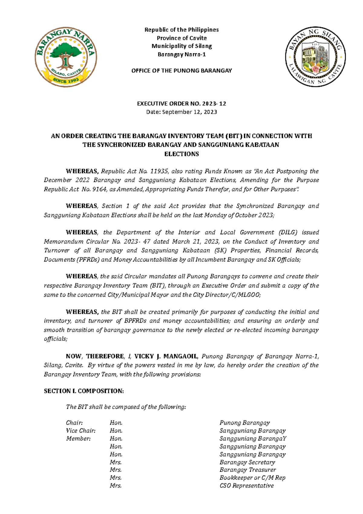 Brgy-Narra-1-Annexes-A-Barangay-Inventory-and-Turnover-of- Bpfrd-and ...