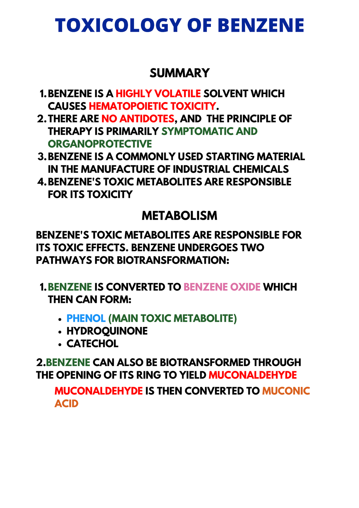 Toxicology Of Benzene Toxicology Of Benzene Summary Benzene Is A Highly Volatile Solvent Which Studocu