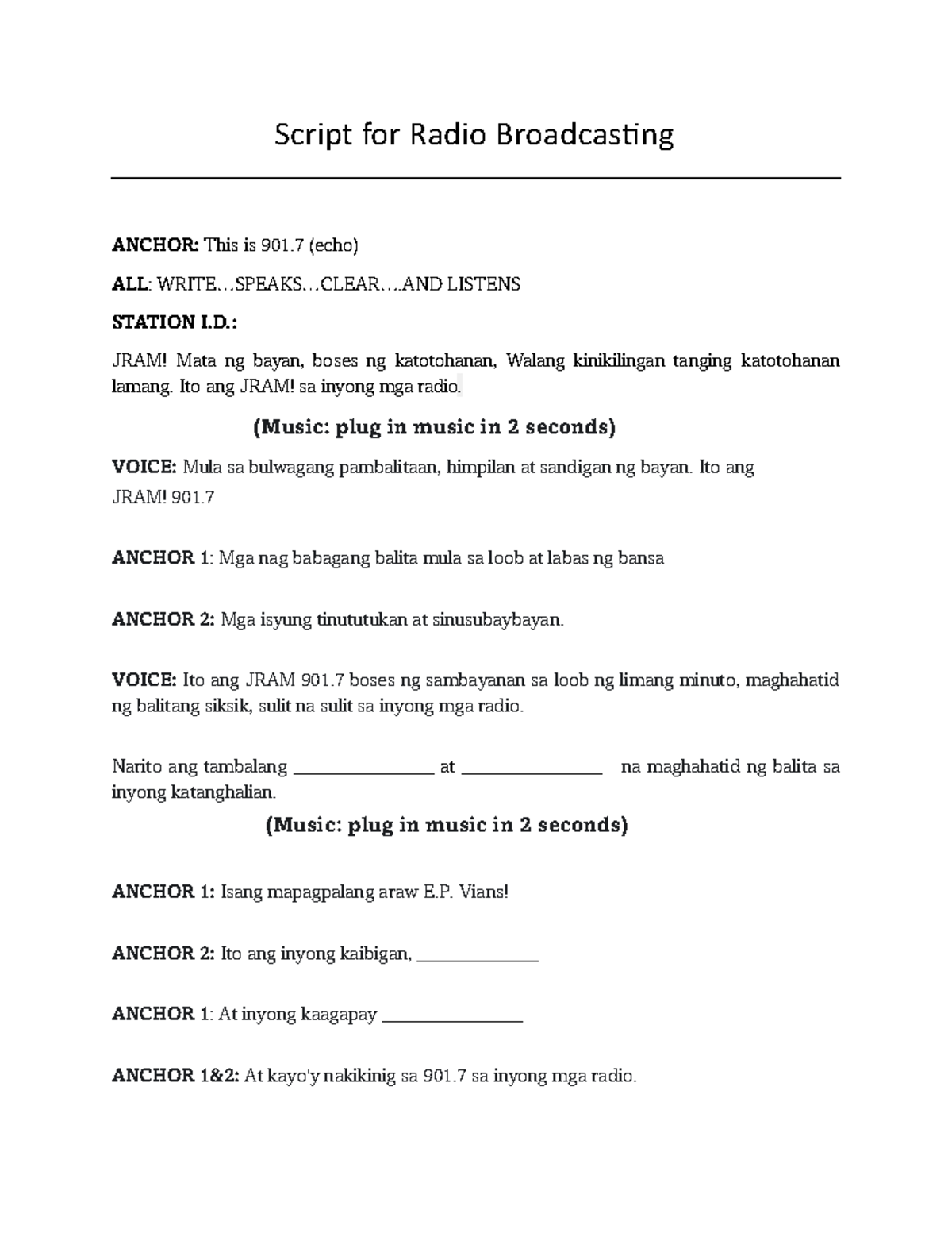 D333 Math Script for Radio Broadcasting ANCHOR This is 901 (echo