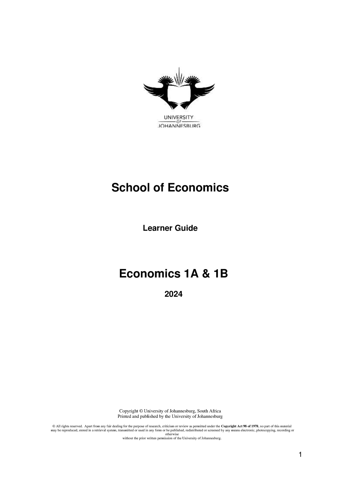 2024 Learner guide ECO01A B 2024 - School of Economics Learner Guide ...