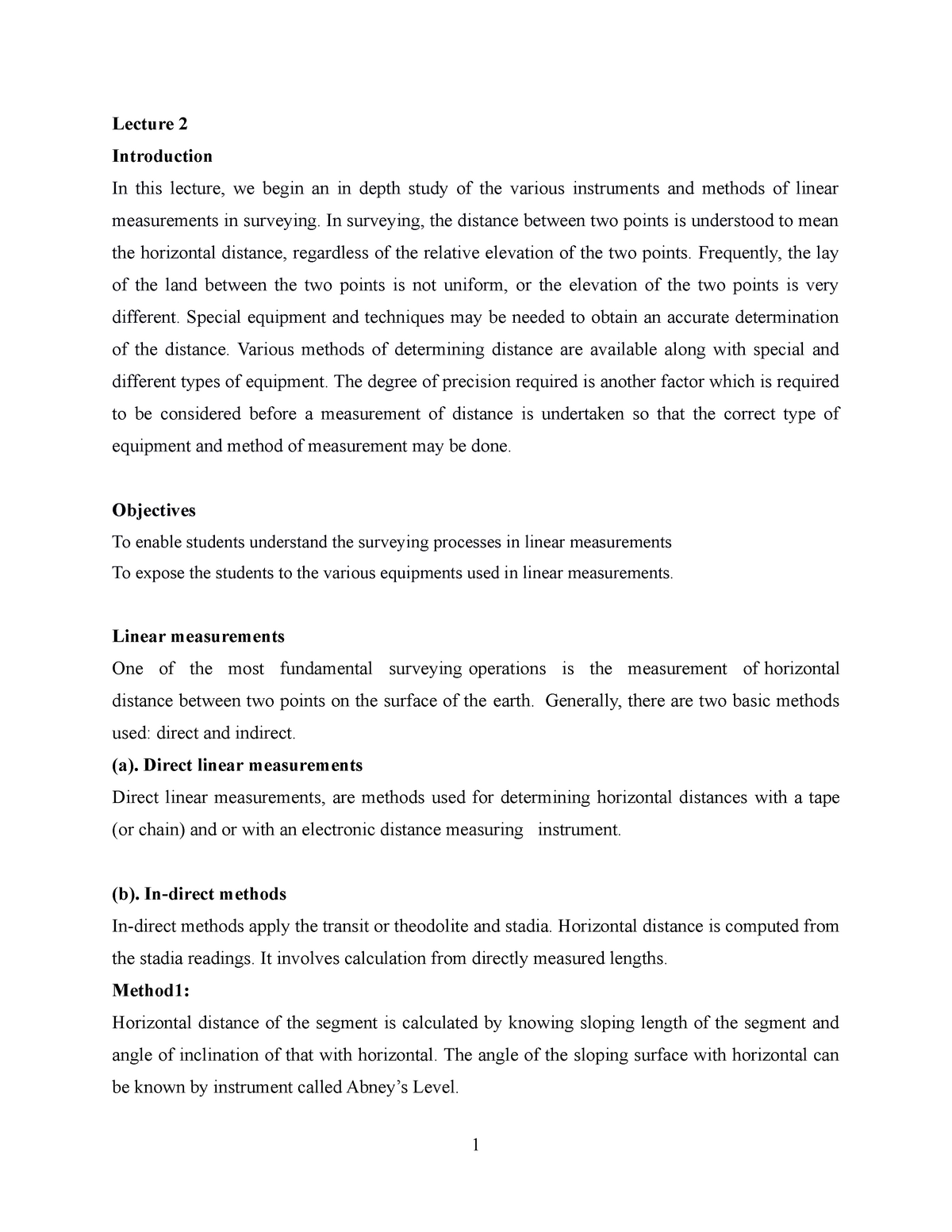 Lecture 2 - Well Summarized Surveying Notes - Lecture 2 Introduction In ...